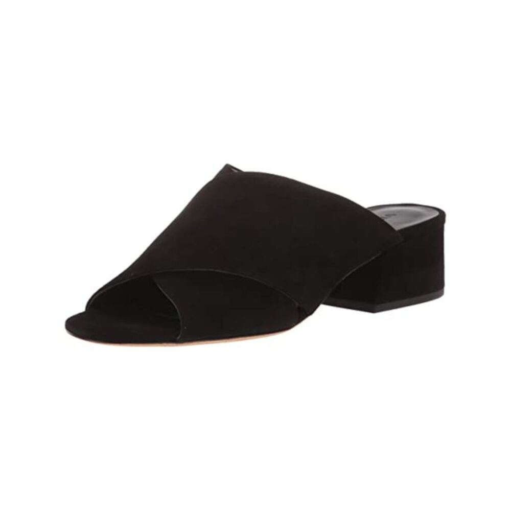 VINCE. Womens Black Karsen Toe Block Heel Slip On Leather Heeled Sandal 5 M - Picture 1 of 4